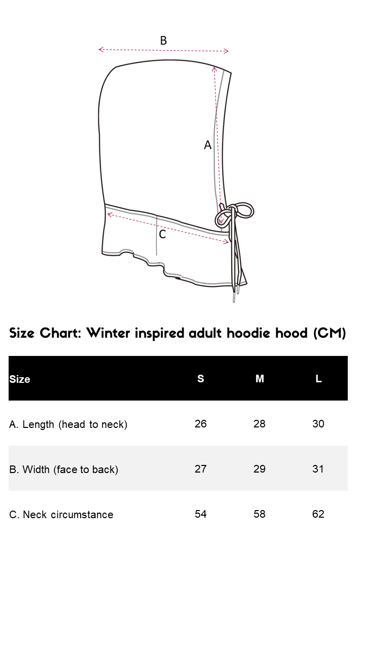 Winter-inspired adult hoodie hood