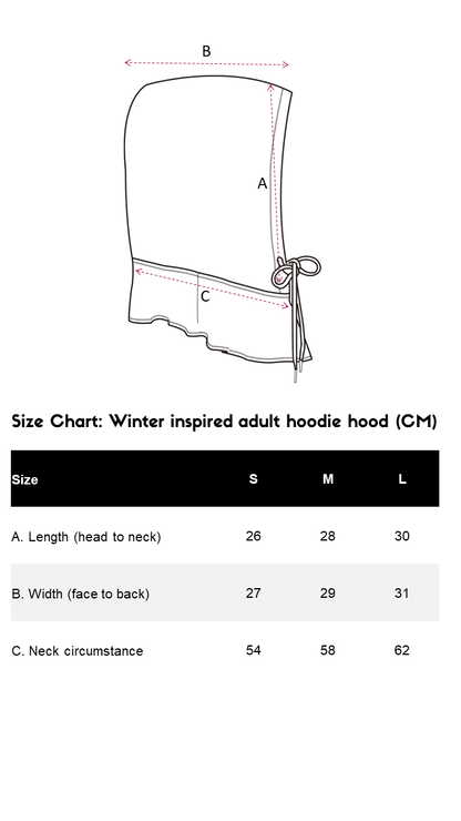 Winter-inspired adult hoodie hood