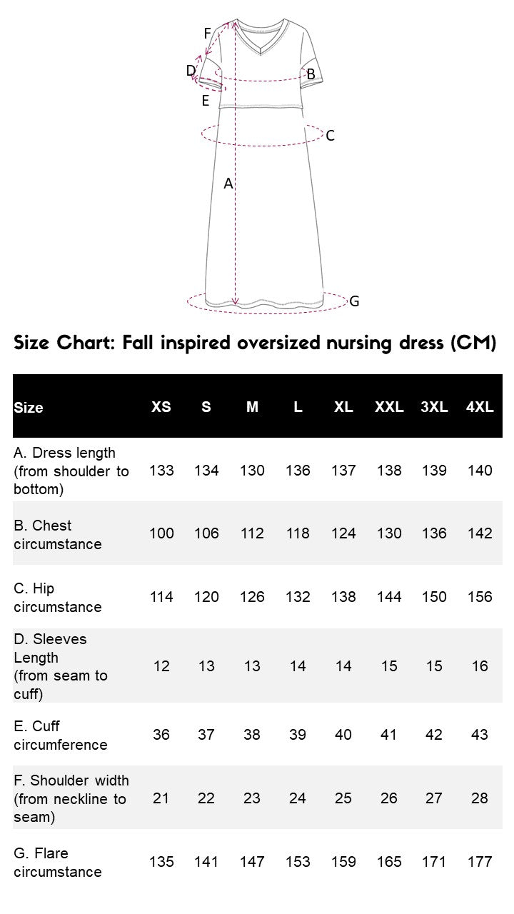 Fall-inspired oversized nursing dress