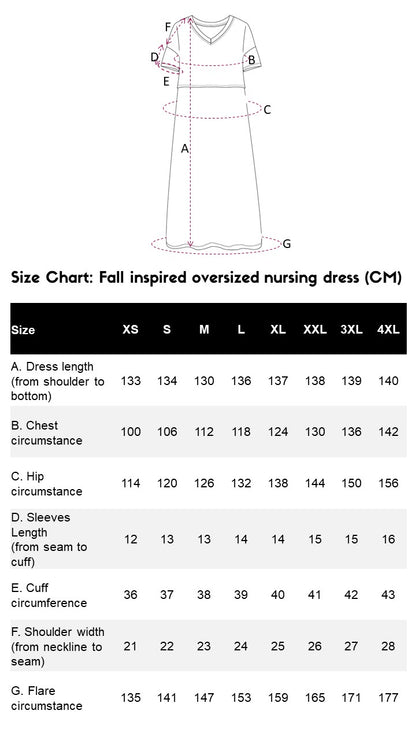 Fall-inspired oversized nursing dress